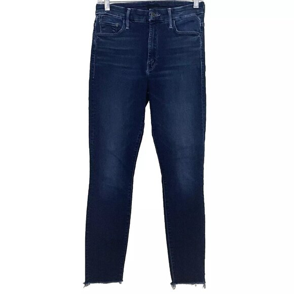 MOTHER High Waisted Looker Ankle Fray Jeans Last Call Size 26 Stretch Denim - Picture 2 of 15